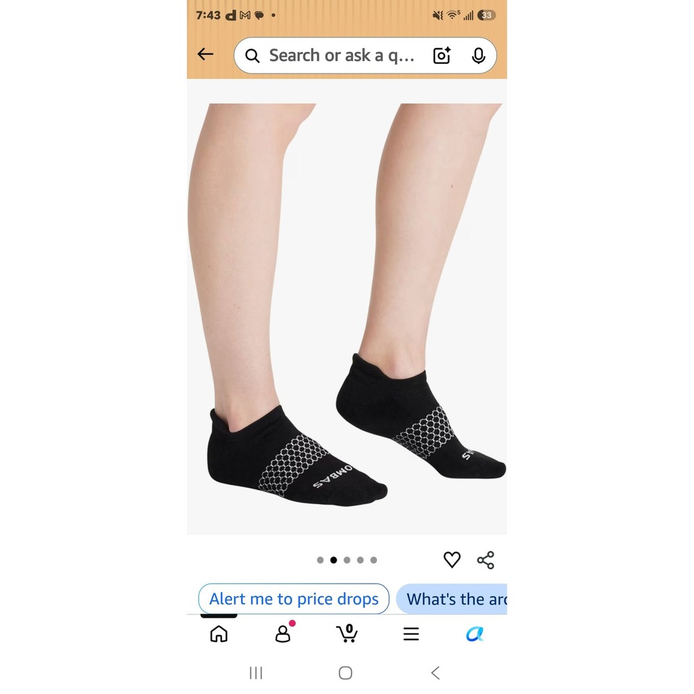 Bombas Womens No Show Socks 4 Pack Black Cushioned Size Small 4-7 NWT